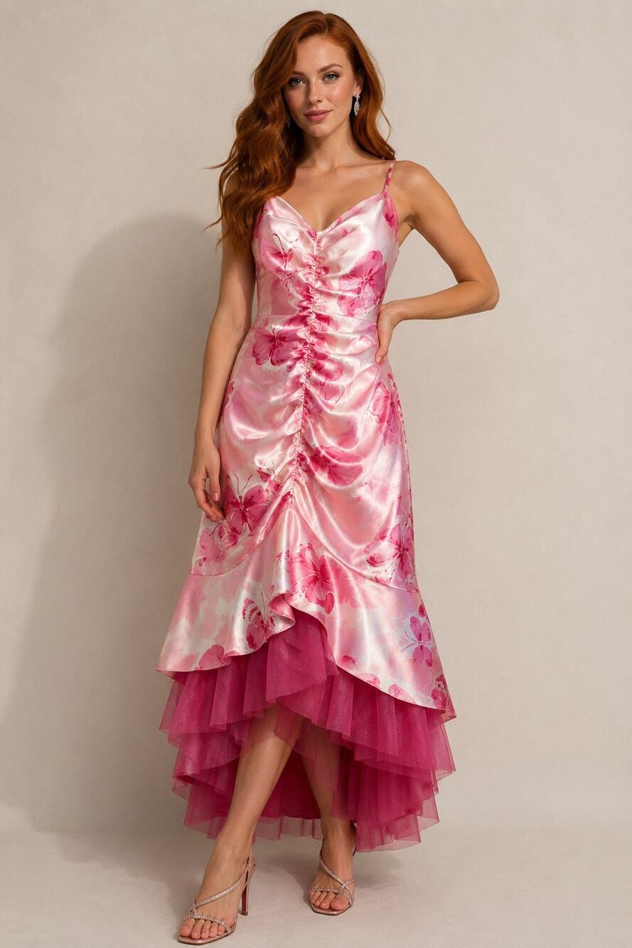 NWT Jessica McClintock for Gunne Sax Pink Butterfly Satin Dress - Size 9/10